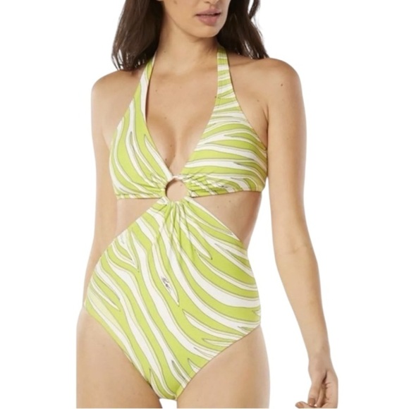 NWT Michael Kors Zebra Print Cutout One Piece Size 10 - Picture 1 of 5